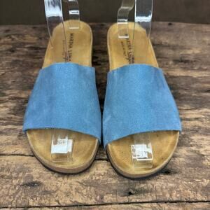 Marina Luna Made in Italy Blue Suede Slide Sandals Women’s Size 6.5 Comfort